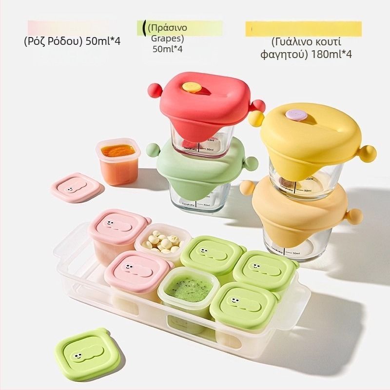 Taoqibaby Κουτί Αποθήκευσης Βρεφικής Διατροφής με Σιλικόνη και Μορφή, 8 τεμάχια, Θήκες Καταψύξης, για πουρέ κρέατος