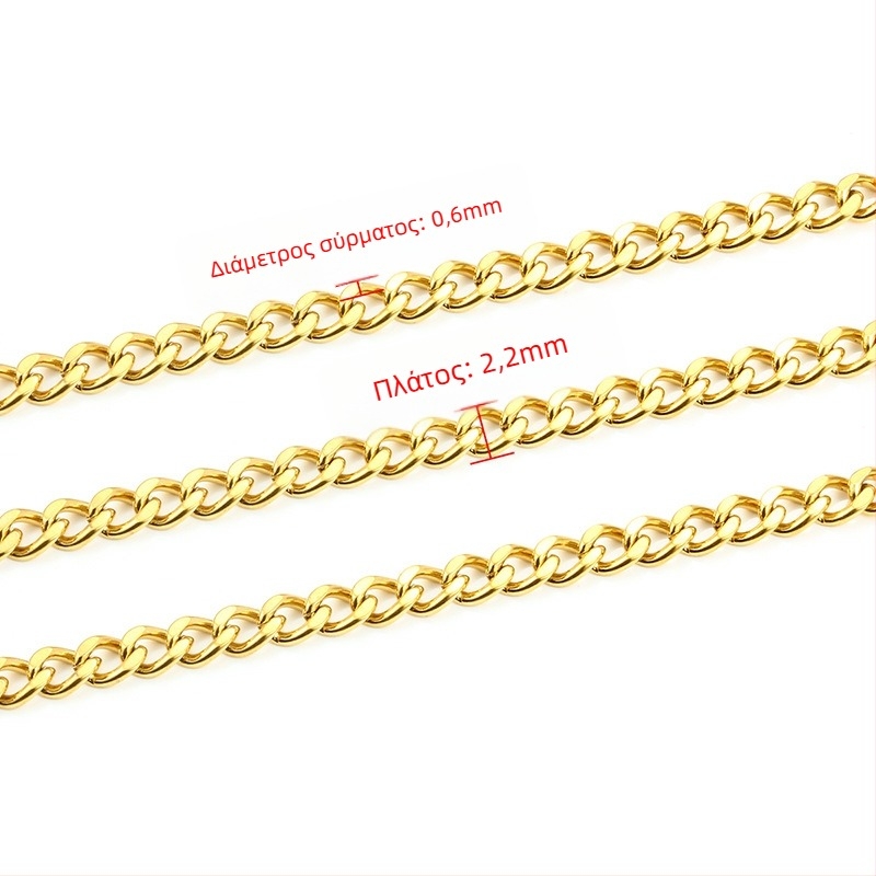 Κουβανική αλυσίδα από ανοξείδωτο ατσάλι, unisex, ηλεκτροεπάλειψη, διπλής όψης γυαλιστερή επιφάνεια, μάρκα Huilte