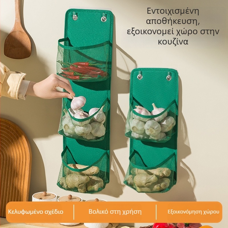 Κουζίνα τοίχος-μονταζόμενος διχτυωτός κάδος αποθήκευσης, αναδιπλούμενος χωρίς διάτρηση, Oxford ύφασμα, 2–3 στρώσεις, χωρητικότητα έως 1–1,5 kg, πλένεται