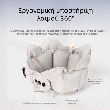 Φουσκωτό μαξιλάρι λαιμού U-σχήματος με Ice Silk κάλυμμα, γεμάτο αέρα, φορητό για ταξίδια, στήριξη αυχένα