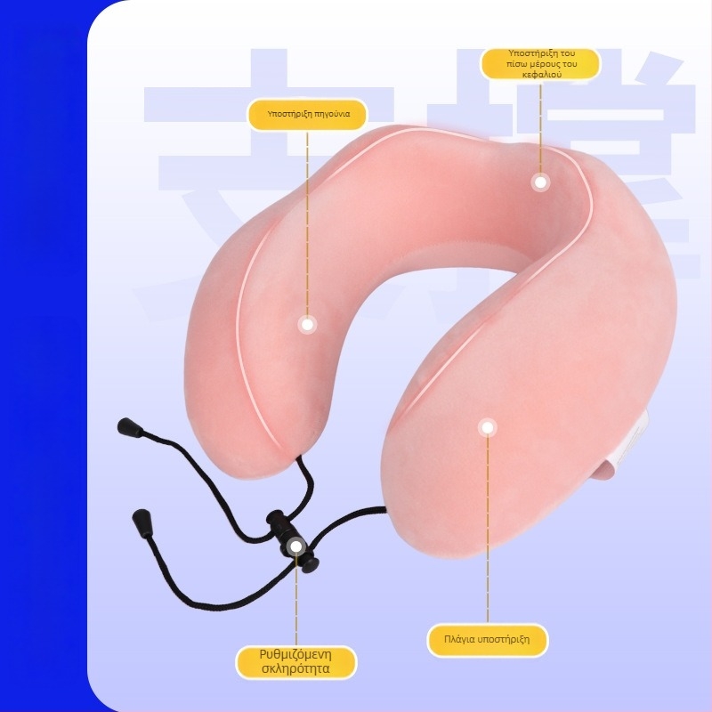 Μάξιλαράκι λαιμού U-σχήματος για ταξίδια από μνήμης αφρό, αεροπλάνο; ύφασμα Silver Fox Velvet; μοντέρνα απλότητα; κατάλληλο για παιδιά, ενήλικες και ηλικιωμένους