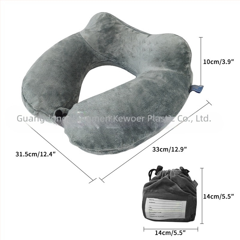Covall φουσκωτό μαξιλάρι U-σχήματος για ταξίδι με αφαιρούμενο πλενόμενο κάλυμμα, πλήρωση αέρα, ύφασμα PVC, για ενήλικες