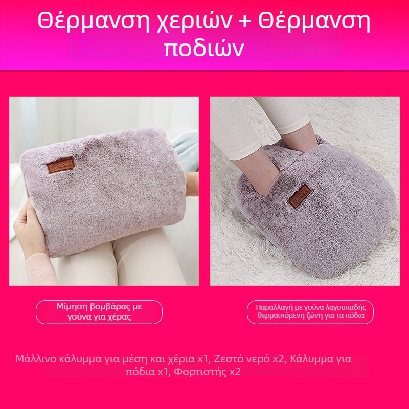 Θερμαινόμενες παντόφλες για το σπίτι με θέρμανση πάτου USB, επάνω μέρος από γνήσιο δέρμα, unisex