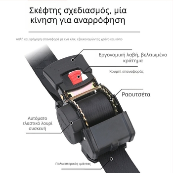 Αναδιπλούμενος ιμάντας πρόσδεσης με κουμπί, παχύς ελαστικός, χωρίς αμορτισέρ, για φορτηγά