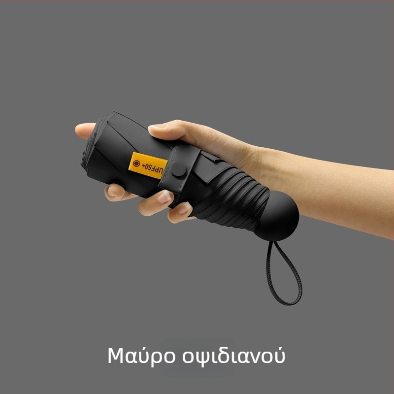 Πενταπλής κάψουλας ομπρέλα τσέπης - Χειροκίνητο άνοιγμα, 8 ακτίνες, σιδερένιος σκελετός, ύφασμα 190T, πλαστικό χερούλι, UPF >50