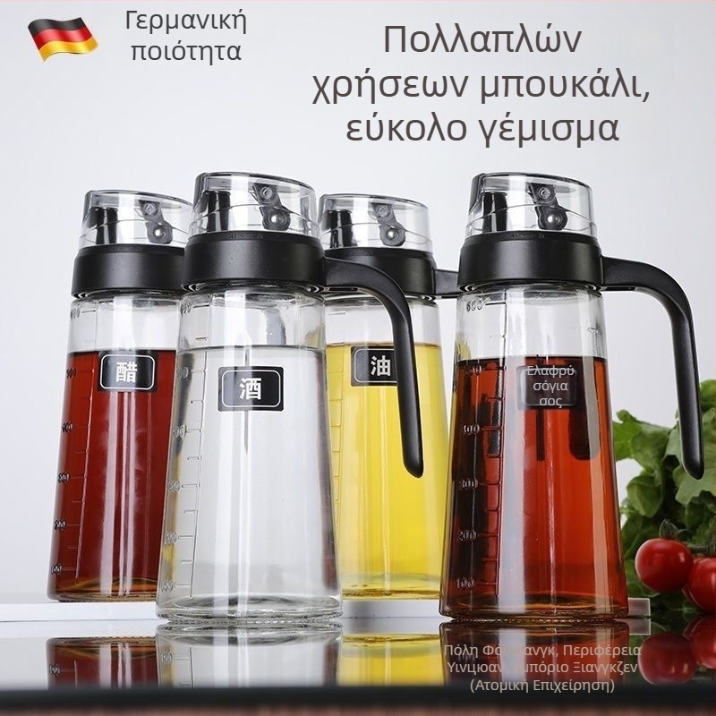 Γυάλινο δοχείο λαδιού με αυτόματο άνοιγμα-κλείσιμο, χωρίς μόλυβδο, δεξαμενή λαδιού μεγάλης χωρητικότητας