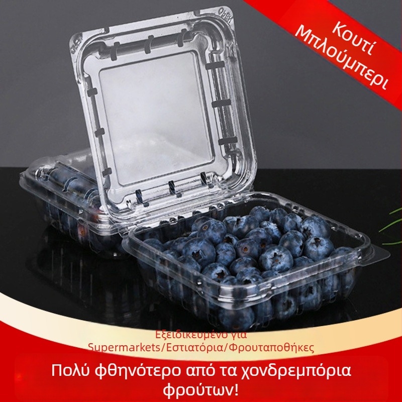 Κουτί συσκευασίας φρούτων μιας χρήσης από PET με οπές και καπάκι, χωρητικότητα 125 g