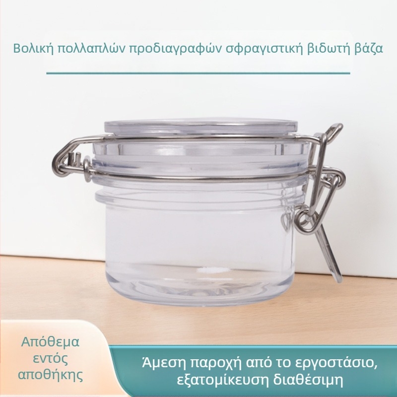 Διάφανο πλαστικό βάζο αποθήκευσης με ευρύ στόμιο και καπάκι σφράγισης με κλικ – PET πλαστικό, Mountain Rhyme