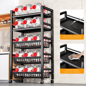 Ράφι αποθήκευσης κουζίνας με βάση στο δάπεδο, από χάλυβα άνθρακα, αναδιπλούμενο, πολυχρηστικό, μετακινούμενο, στυλ mid-century