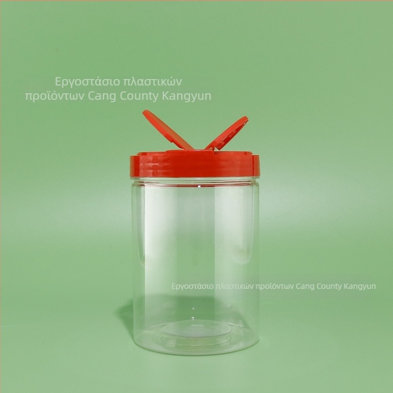 Μπουκάλι μπαχαρικών από πλαστικό με καπάκι πεταλούδας, διαφανές PET σώμα, πλαστικό καπάκι, για σκόνη κύμινου