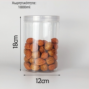 Διάφανο PET πλαστικό βάζο με ευρύ στόμιο και καπάκι αλουμινίου, διαμέτρου 10,5 mm