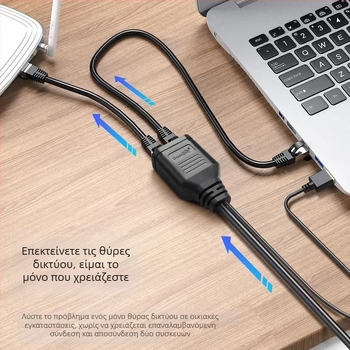 RJ45 Διανομέας Ethernet για ταυτόχρονη πρόσβαση στο Διαδίκτυο 1 προς 2