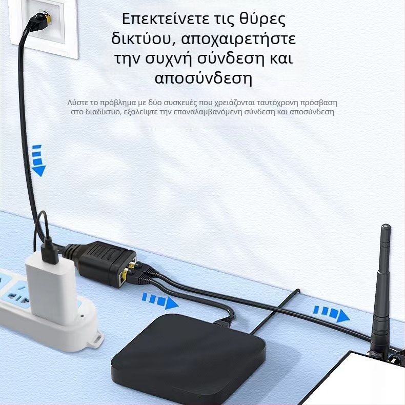 RJ45 Διανομέας Ethernet για ταυτόχρονη πρόσβαση στο Διαδίκτυο 1 προς 2