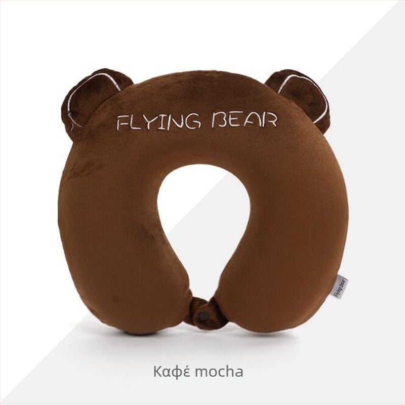 Μαξιλάρι αυχένα σε σχήμα U από memory foam, καρτούν στυλ, με ύφασμα Crystal Velvet, για ταξίδια και γραφείο, για παιδιά