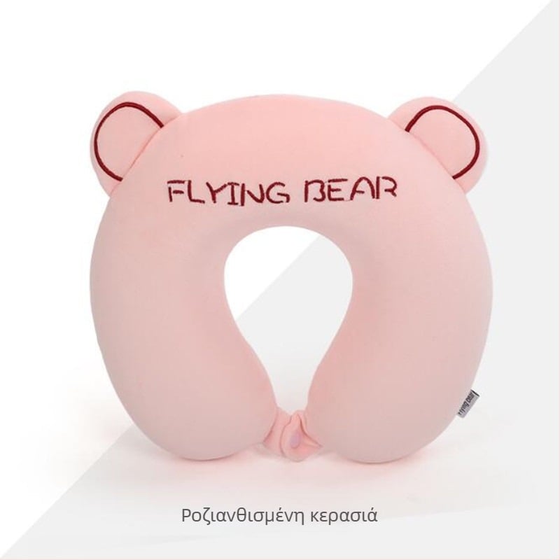 Μαξιλάρι αυχένα σε σχήμα U από memory foam, καρτούν στυλ, με ύφασμα Crystal Velvet, για ταξίδια και γραφείο, για παιδιά