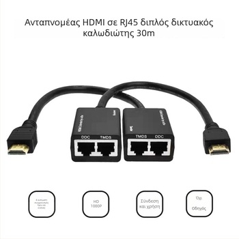 HDMI extender μέσω RJ45 μέχρι 30 m, 1080p, μοντέλο Double R45-30m