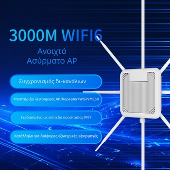 Ασύρματο AP WiFi 6 AX3000 διπλών ζωνών, IP67 αδιάβροχο επαναληπτής σήματος για μακρινή κάλυψη, τροφοδοσία POE, έως 300 μ απόσταση μετάδοσης, 3000 Mbps