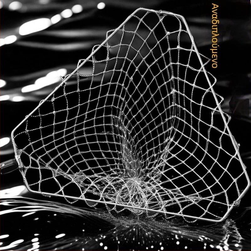 Αναδιπλούμενο τριγωνικό κεφάλι δικτύου αλιείας με στερεό ανοξείδωτο δαχτυλίδι, για μεγάλα ψάρια, λεπτή πλέξη