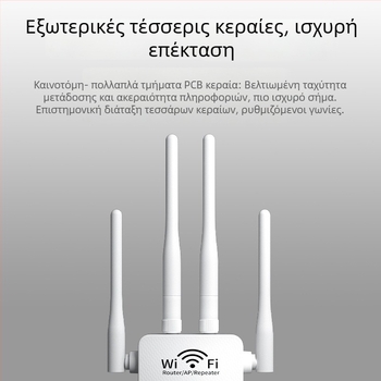 Επαναλήπτης WiFi, τέσσερις κεραίες, διπλή θύρα, διπλής ζώνης