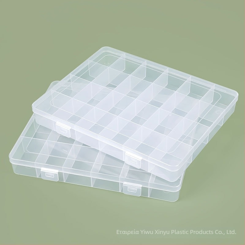 Κιβώτιο αποθήκευσης με 24 διαμερίσματα και καπάκι, PP πλαστικό, για εξαρτήματα και κοσμήματα