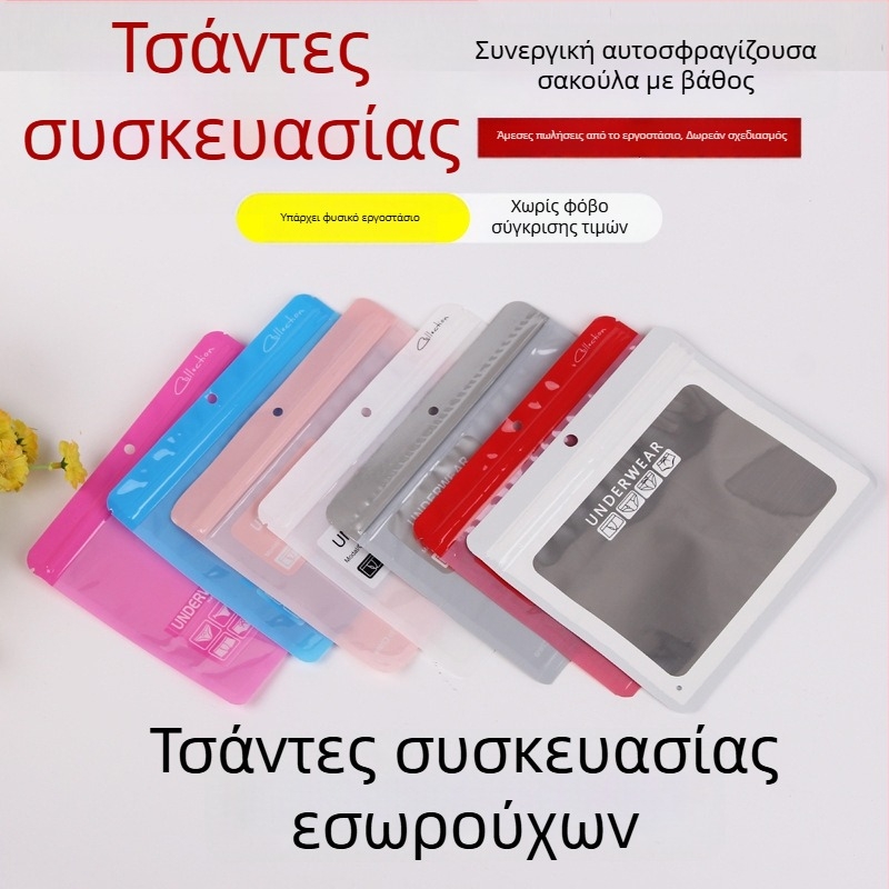 Σακούλες συσκευασίας εσωρούχων και κάλτσες με φερμουάρ, διαφανείς αυτοσφραγιζόμενες σακούλες OPP, τυπωμένες (Προέλευση: Wenzhou; Ημερήσια παραγωγή: 500000; Πάχος διπλού στρώματος: προσαρμοστικό; Μάρκα: Bai Pu)