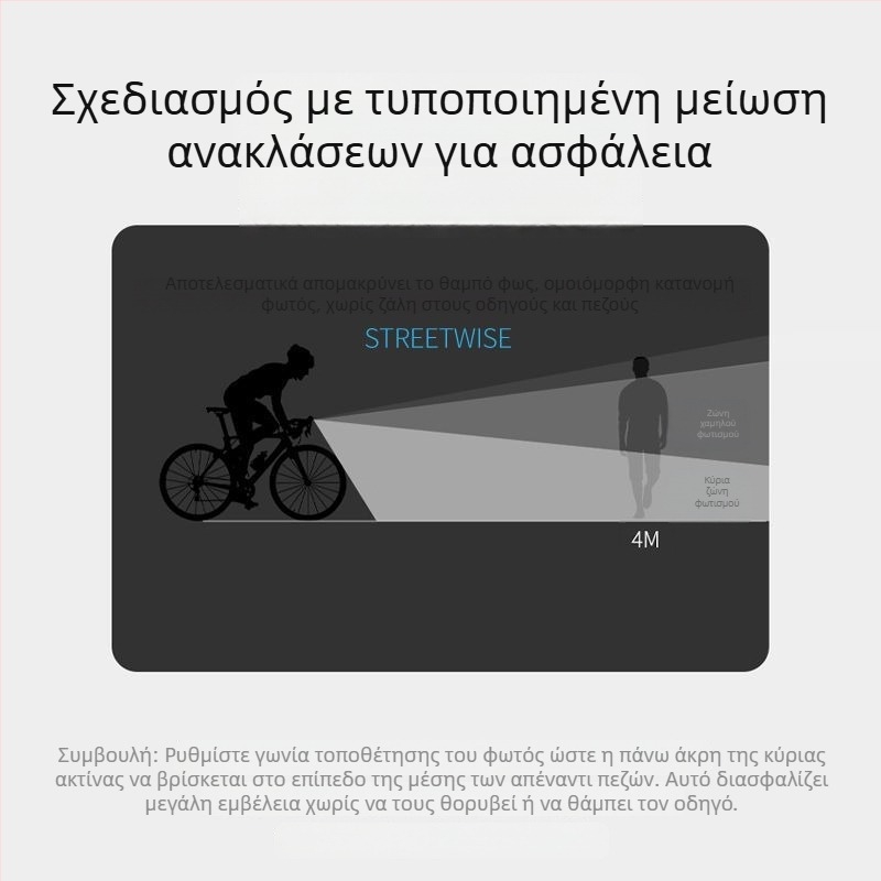 Μπροστινό φανάρι ποδηλάτου επαναφορτιζόμενο – νυχτερινή οδήγηση σε ορεινή περιοχή, υψηλή ισχύς