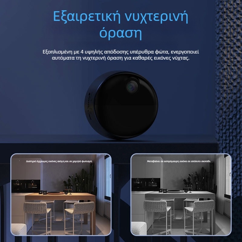 CAMSOY C12 Ασύρματη Κάμερα Παρακολούθησης Wi‑Fi, 3MP/2K, φακός 2.8°, PIR ανίχνευση κίνησης, νυχτερινή όραση μέχρι 10 m, εσωτερική χρήση