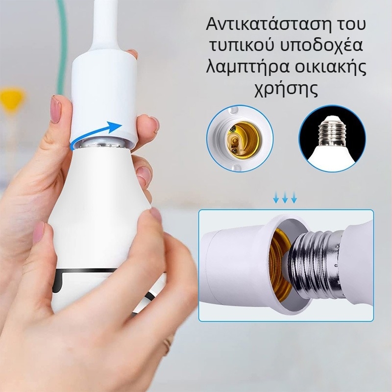 A6 Κάμερα σε σχήμα λαμπτήρα με WiFi, Νυχτερινή Όραση, HD Βίντεο, Αποθήκευση TF Κάρτας, E27 Βάση Λάμπας