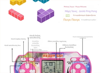 Φορητή ρετρό κονσόλα παιχνιδιών με κλασικά Tetris και παιχνίδια γρίφων – RPG στυλ παιχνιδιού – νοσταλγική σχεδίαση
