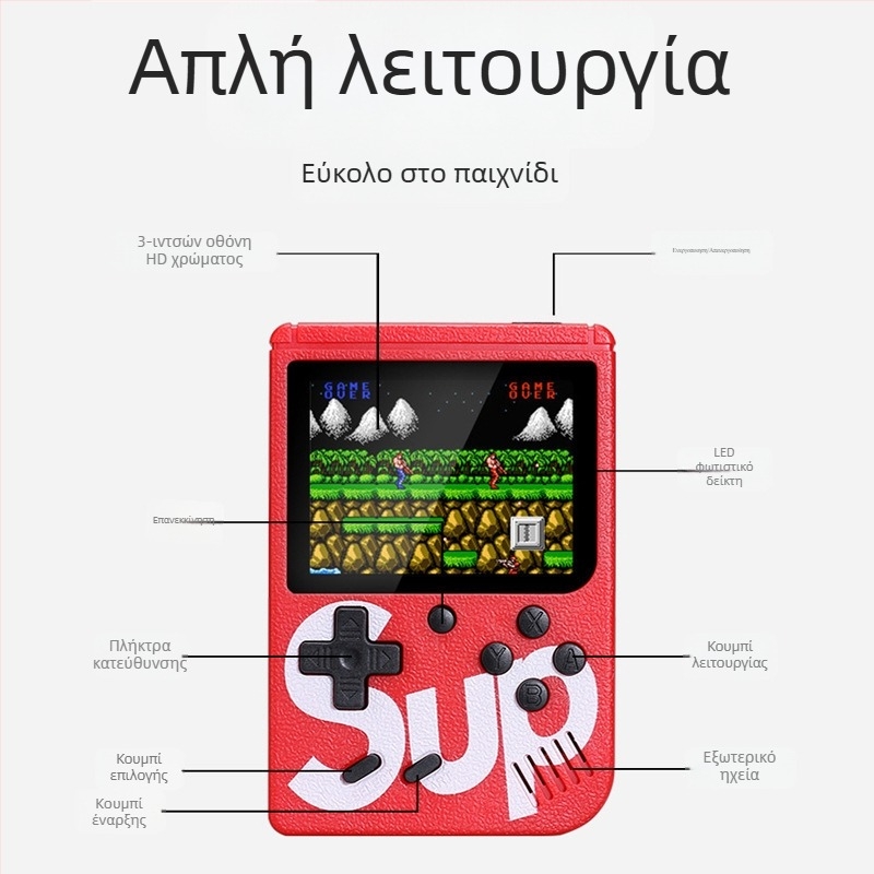 Φορητή ρετρό κονσόλα παιχνιδιών 400-in-1, 2 παίκτες τοπικό multiplayer, 1 GB μνήμης, USB διεπαφή, έξοδος τηλεόρασης, νοσταλγικός σχεδιασμός