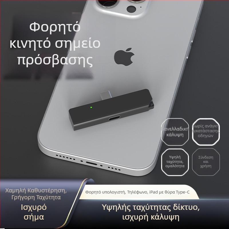 Φορητό WiFi dongle, 150 Mbps, 2.4 GHz, 802.11n, Type-C συνδεσιμότητα, Υποστήριξη εφαρμογής Android, για επαγγελματικά ταξίδια