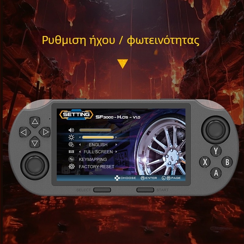 SF3000 PSP-τύπου φορητή κονσόλα με διπλό μοχλό, ενσωματωμένο λειτουργικό σύστημα, θύρα USB, έξοδο AV, MP4 βίντεο player