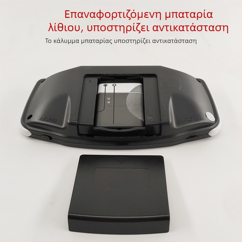 GB-60A φορητή κονσόλα παιχνιδιών με τέσσερις εξομοιωτές, λήψη μέσω TF κάρτας και 50 κλασικά παιχνίδια ενσωματωμένα — 32-bit λειτουργικό σύστημα, μνήμη 2GB, θύρα USB, έξοδος AV, ενσύρματη σύνδεση