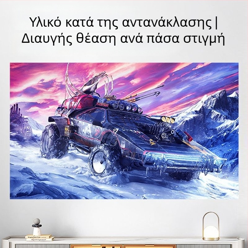 Αναδιπλούμενη οθόνη προβολέα 4K με αντι-ανακλαστική επιφάνεια, για προβολή ημέρας στο σπίτι, εγκατάσταση χωρίς τρύπες