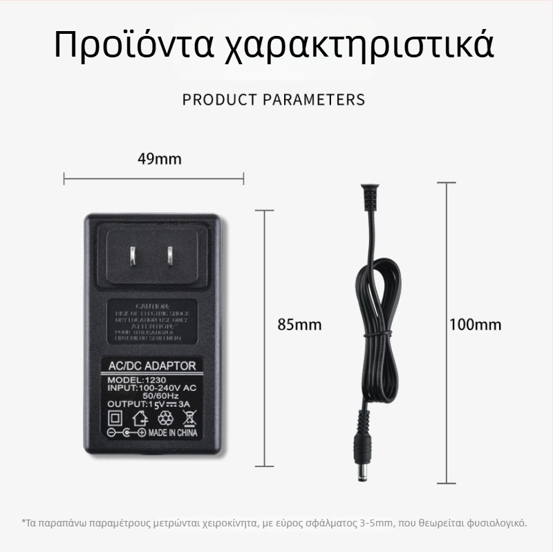 Τροφοδοτικό τοίχου 15V 3A για ψηφιακές κορνίζες φωτογραφιών, άμεση φόρτιση, είσοδος 100–240V