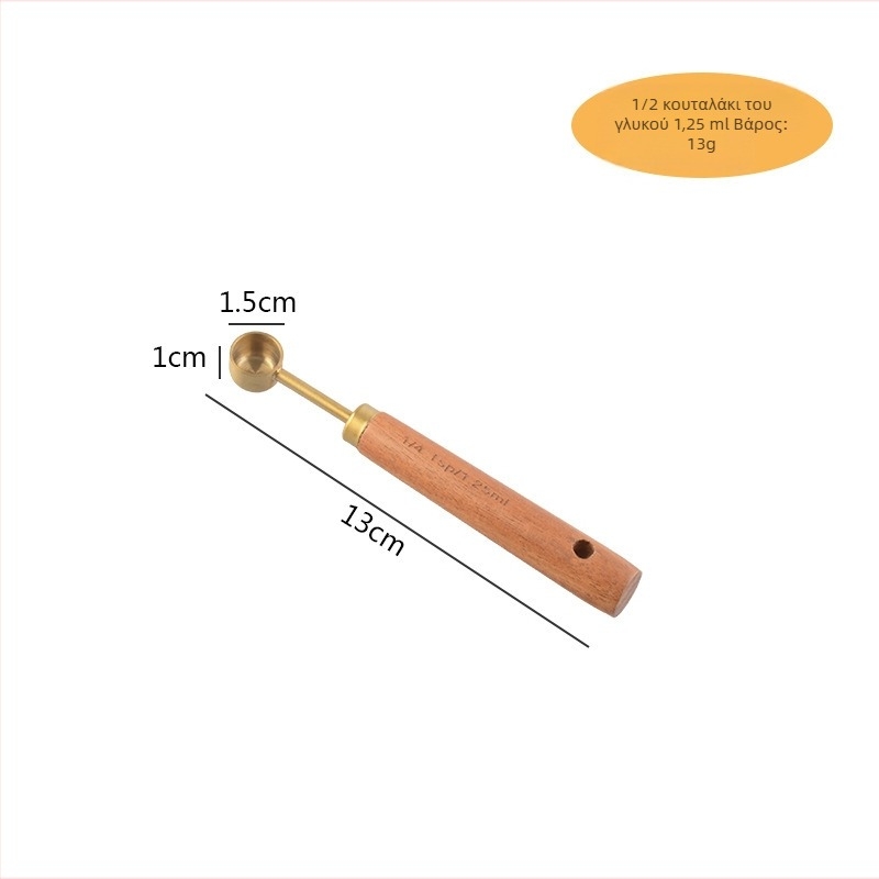 Σετ μετρητών κούπες και κουτάλες από ανοξείδωτο ατσάλι με λαβές από ξύλο ακακίας, οκταμελές σετ, ευρωπαϊκό στυλ για αρτοποιία