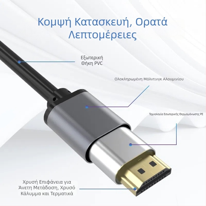 Καλώδιο HDMI 2.0 υψηλής ευκρίνειας για 4K60, αγωγός από κράμα, επίχρυσο περίβλημα, μήκος 1,5–30 m