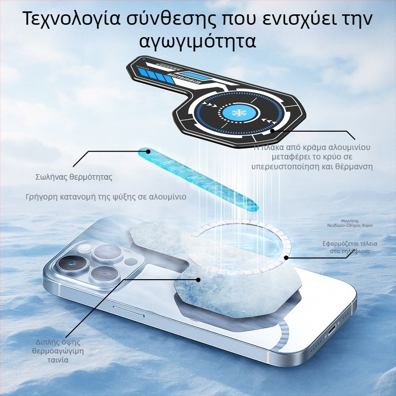 Ψύκτης κινητού τηλεφώνου με μαγνητικό πλακίδιο NdFeB και θερμικά αγώγιμη διπλής όψης ταινία, αλουμινένιο κράμα, 19 g, μοντέλο J01
