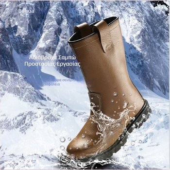 Προστατευτικά Παπούτσια Εργασίας - Baihua, υψηλό πάνω μέρος, δέρμα με τραχιά υφή, βαμβακερή επένδυση, αντοχή σε κρύο και νερό
