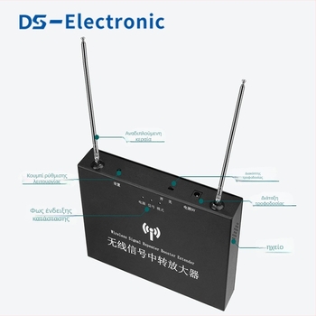 Συναγερμός κατά της κλοπής – Ασύρματος επαναλήπτης σήματος και ενισχυτής σήματος για μακρινή απόσταση; Τύπος: Ενισχυτής σήματος; Λειτουργική θερμοκρασία: -20 έως 70 °C; Εφαρμογή: Απομακρυσμένος έλεγχος διακόπτης; Τύπος διακόπτη: Απομακρυσμένος διακόπτης