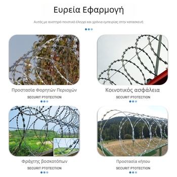 Γαλβανισμένος αγκαθωτός συρματό-σύρμα με διπλά σπειροειδή λεπίδες για προστασία από κλοπές και ανάβαση (Διπλή στροφή, αριστερή φορά, εφελκυστικότητα 500)