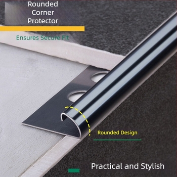 Προστασία γωνίας πλακιδίων από ανοξείδωτο χάλυβα 304, ESR-100, καμπύλη άκρη, ενσωματωμένη επένδυση, μοντέρνος μινιμαλιστικός σχεδιασμός