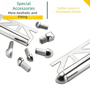 Προστασία γωνίας πλακιδίων από ανοξείδωτο χάλυβα 304, ESR-100, καμπύλη άκρη, ενσωματωμένη επένδυση, μοντέρνος μινιμαλιστικός σχεδιασμός