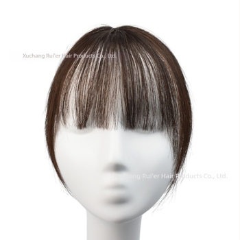 Περούκα με φράντζ για γυναίκες, πραγματικά ανθρώπινα μαλλιά, μικρή φράντζ, χειροποίητη ύφανση, γαλλικό στυλ, αέρινη φυσική όψη, μπορεί να βαφτεί