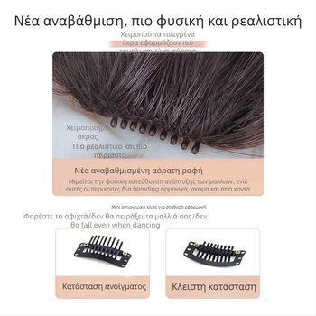 Περούκα από πραγματικά ανθρώπινα μαλλιά, 3D φράντζα αέρινη, μπροστινή περιοχή χωρίς ραφές, χειροποίητη ύφανση
