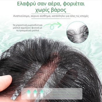 Περούκα με φράντζα, πραγματικά μαλλιά, χειροποίητη υφαντή, μπορεί να βαφτεί και να περμανθεί, φράντζα ίσια ή κεκλιμένη, κατάλληλη για όλα τα σχήματα προσώπου.