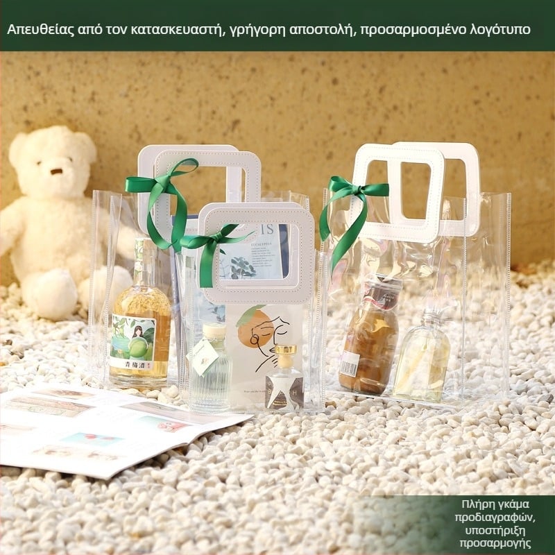 Yize Διαφανής PVC Τσάντα, Διπλού Επιπέδου 60 Silk, Universal Tote Bag, Συσκευασία για Δώρα και Καλλυντικά