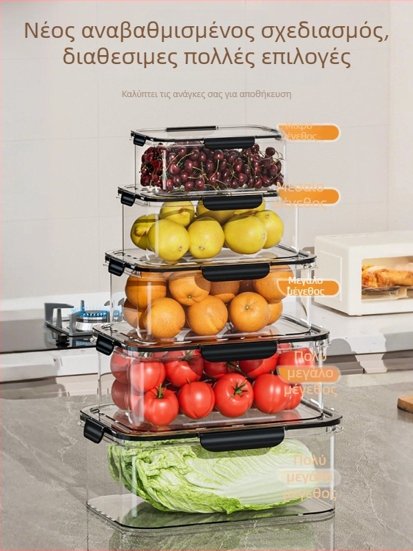 Κουτί Διατήρησης Τροφίμων από PET, Διαφανές Κλειστό Δοχείο Αποθήκευσης για Κατάψυξη, Αδιάβροχο στην Υγρασία, Μεγάλης Χωρητικότητας για Φρούτα και Λαχανικά, Ιαπωνικού Στυλ