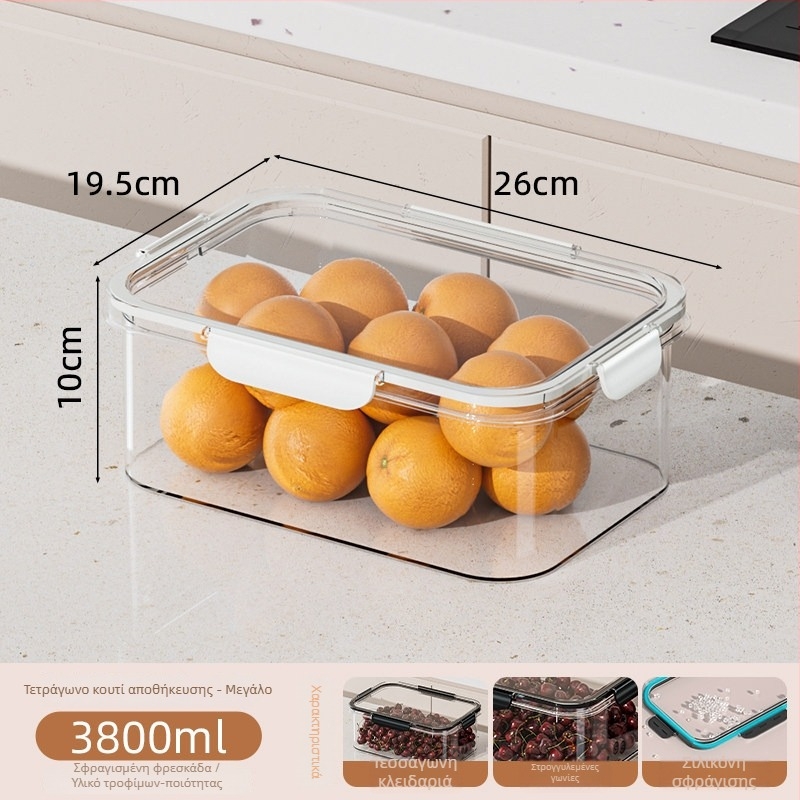 Κουτί Διατήρησης Τροφίμων από PET, Διαφανές Κλειστό Δοχείο Αποθήκευσης για Κατάψυξη, Αδιάβροχο στην Υγρασία, Μεγάλης Χωρητικότητας για Φρούτα και Λαχανικά, Ιαπωνικού Στυλ