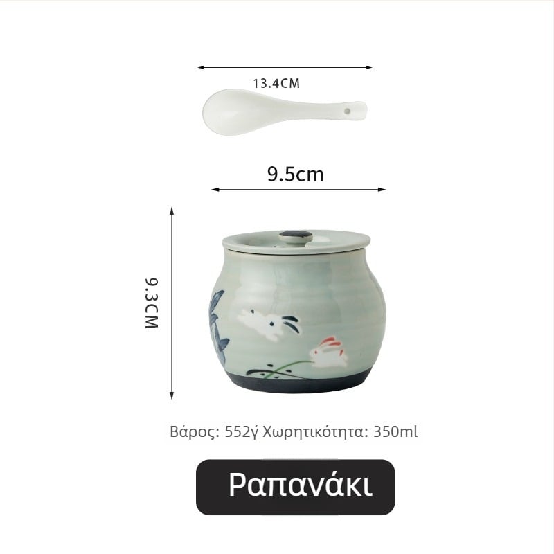 Κεραμικός δοχείο για λάδι και καρυκεύματα, ιαπωνικού στυλ, μάρκα Golden Chef Lang Shi, εκτυπωμένο λογότυπο, Πρώτης Τάξης Ποιότητα